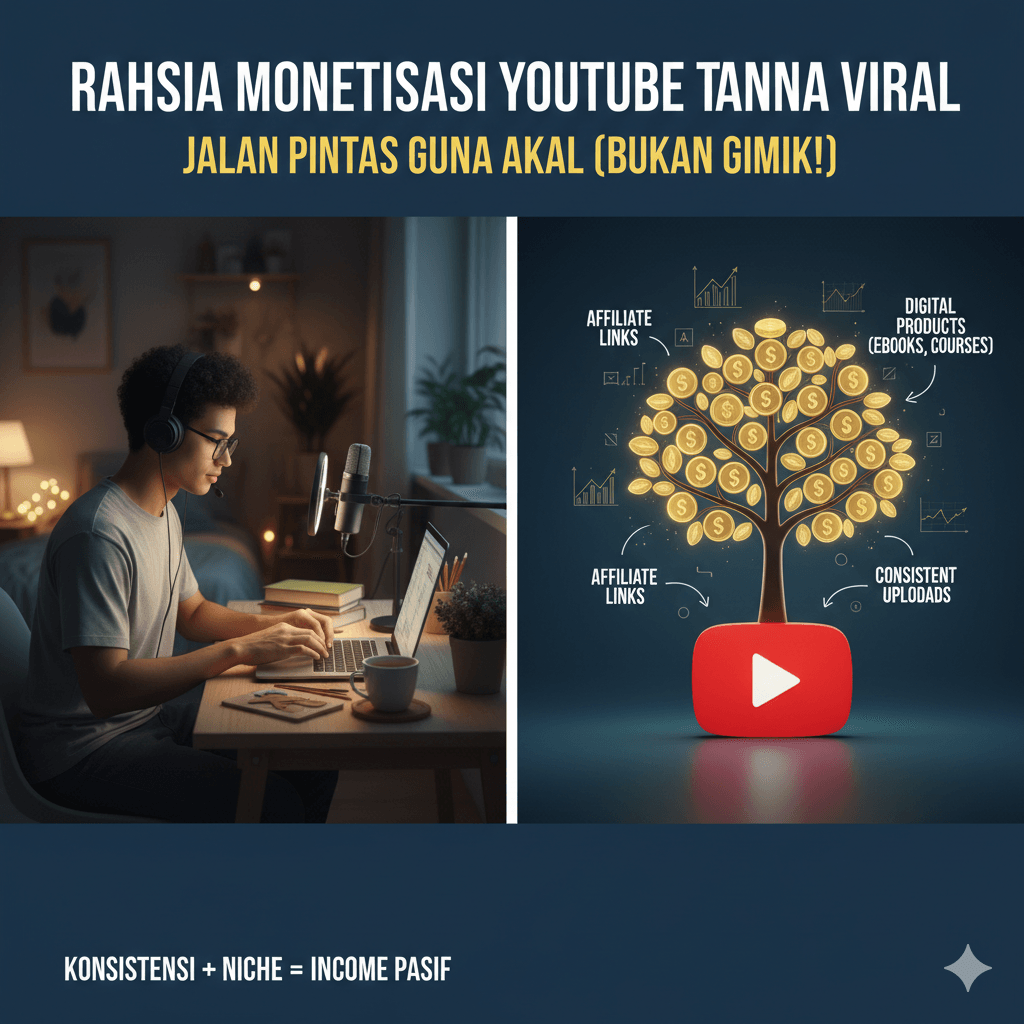 Rahsia Monetisasi YouTube Tanpa Viral: Jalan Pintas Guna Akal (Bukan Gimik!) Cover