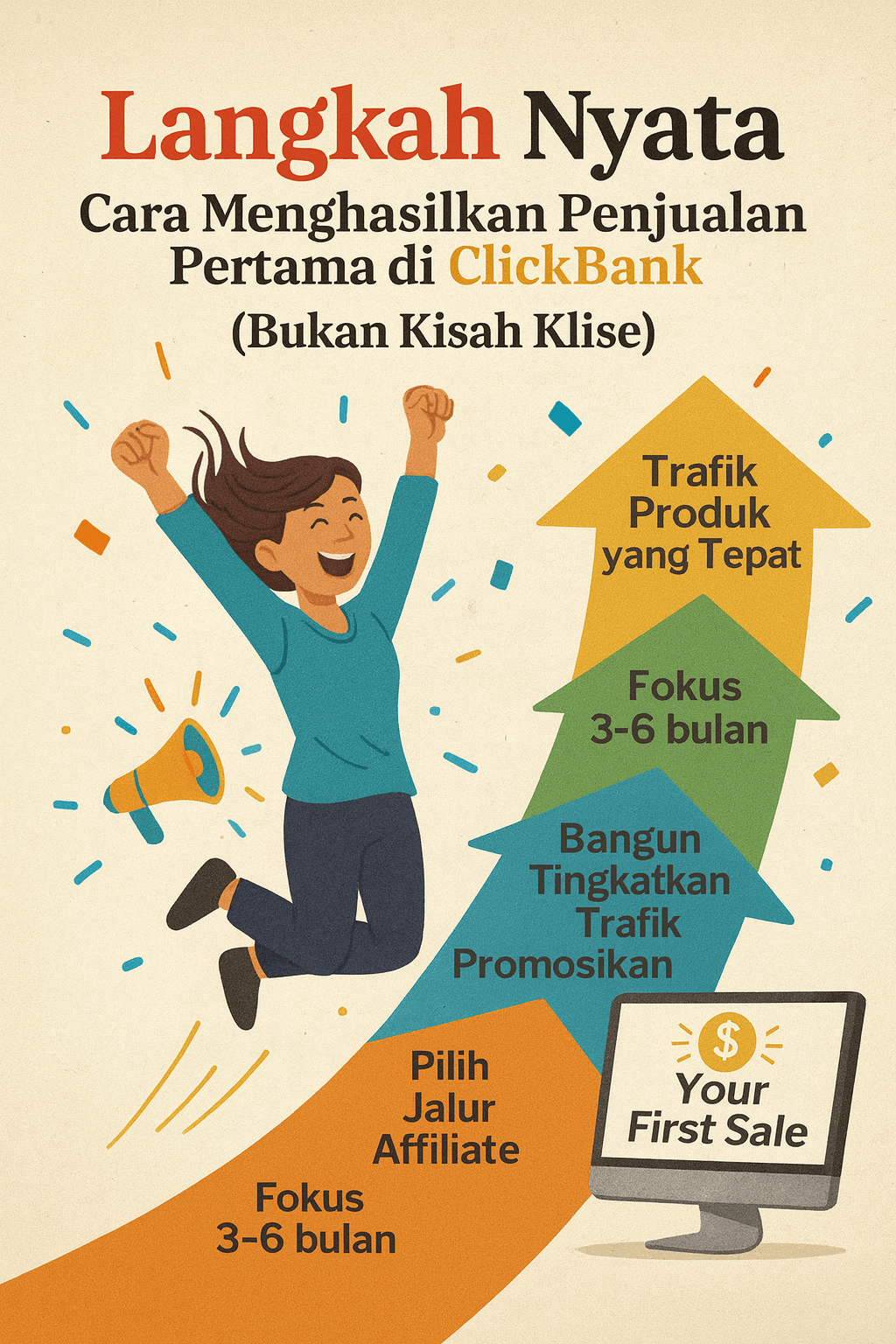 Langkah Nyata: Cara Menghasilkan Penjualan Pertama di ClickBank (Bukan Kisah Klise) Cover